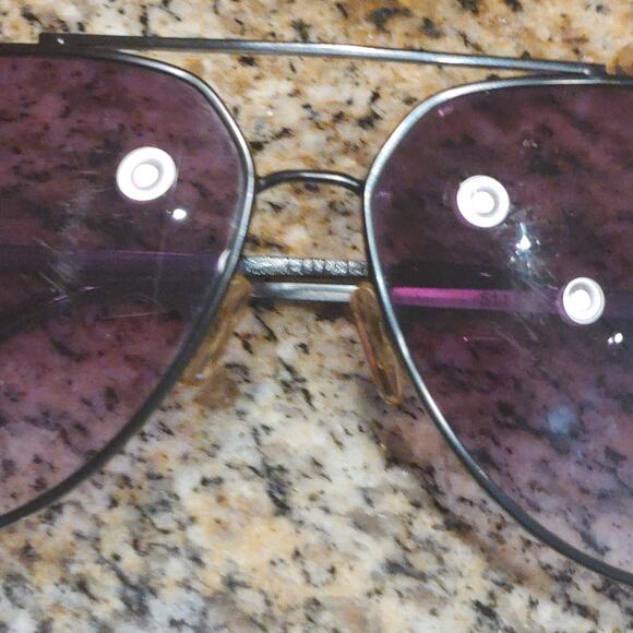 Ferragamo 511 Black Metal Aviator Sunglasses Purple Solid Color Lens - Picture 11 of 11